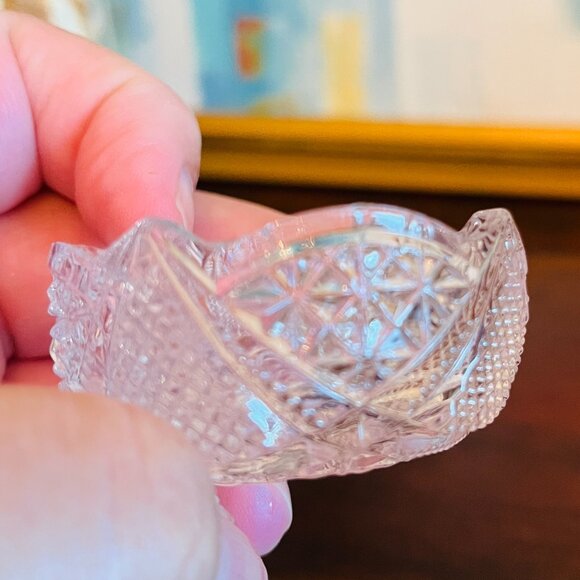 Vintage 3 - Cut Glass Butter Pad Dish Cottagecore Holiday Traditional Timeless - Picture 5 of 6